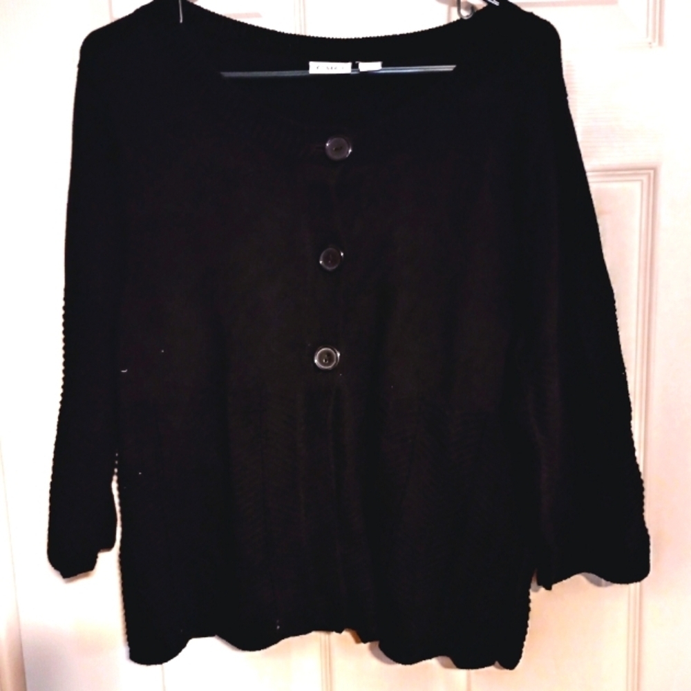 Cato 3/4 Sleeve Black Cardigan Size Large